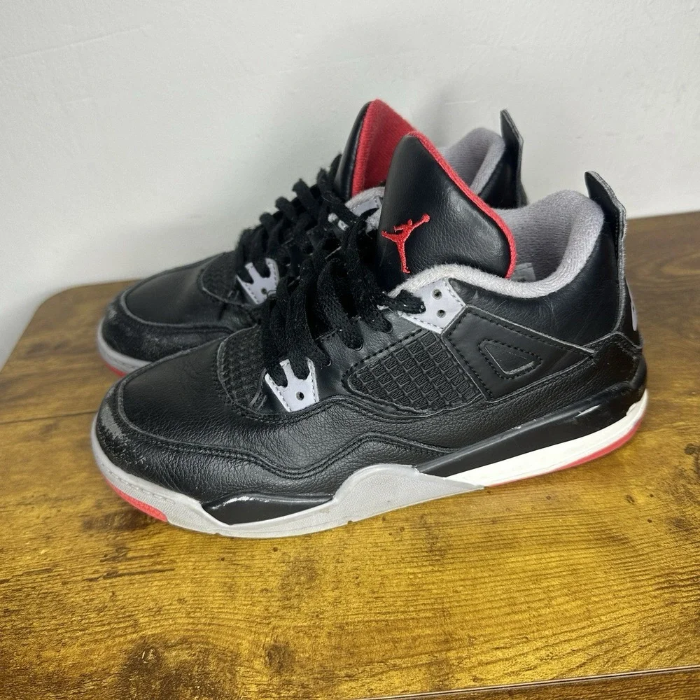 Nike Air Jordan 4 Bred Reimagined Black Cement BQ7669-006 Size PS 3Y